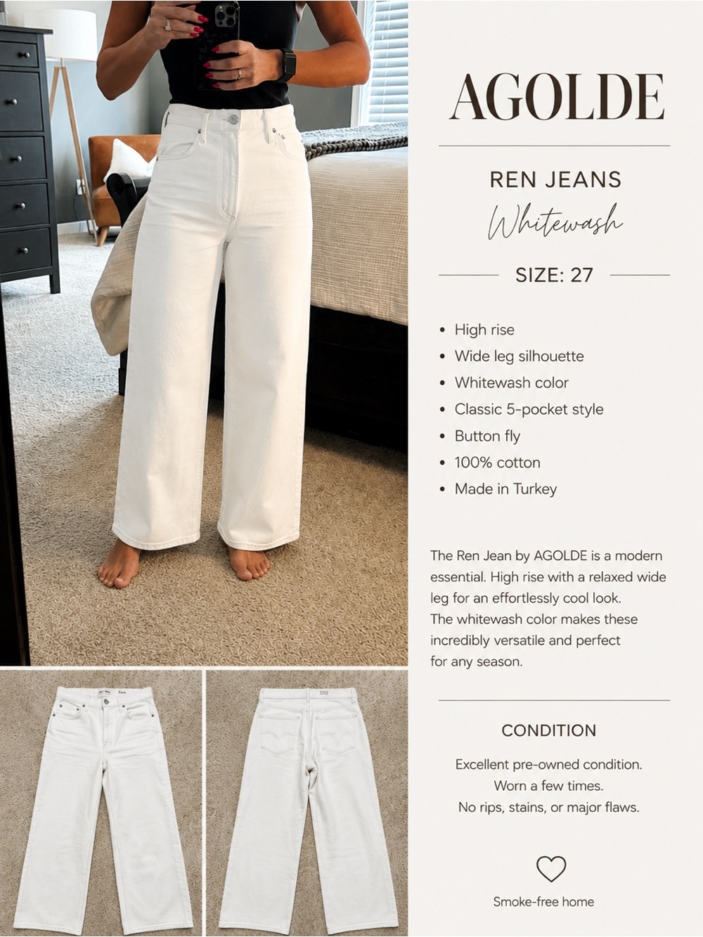 AGOLDE Ren Jeans
Size 27 | Whitewash